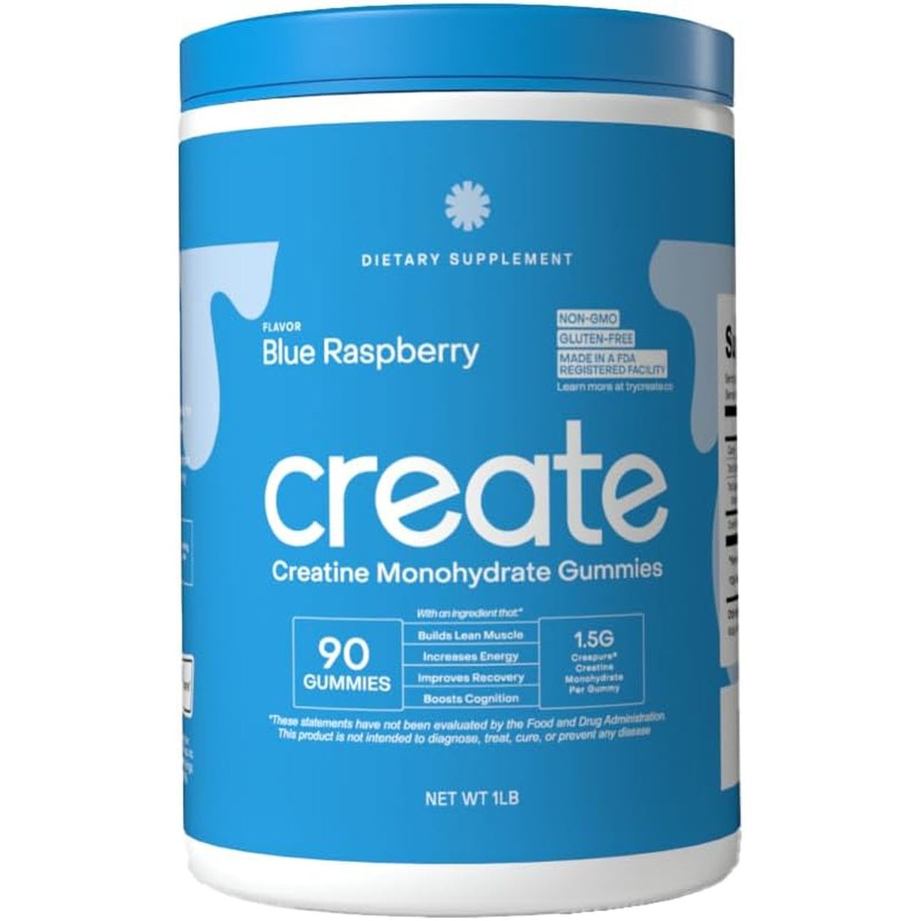 Creatine Monohydrate Gummies for Men & Women, Boost Focus, Strength, and Endurance, Anti-Melting Formula, Vegan, Gluten-Free, Non-Gmo, 1.5G of Creatine per Gummy (Blue Raspberry, 90 Ct)