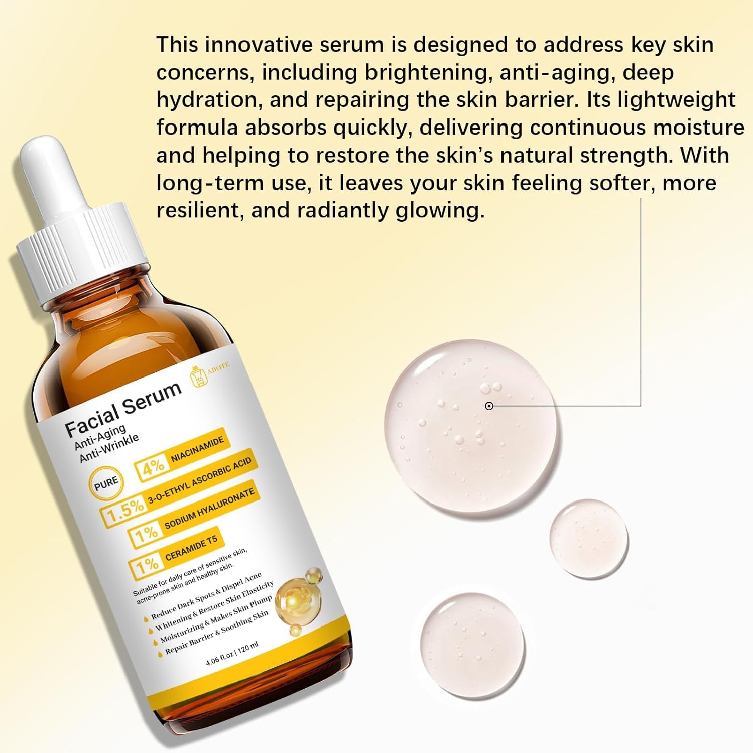 ABOTE Facial Serum – 120ml | Anti-Wrinkle, Brightening & Barrier-Repair Formula
