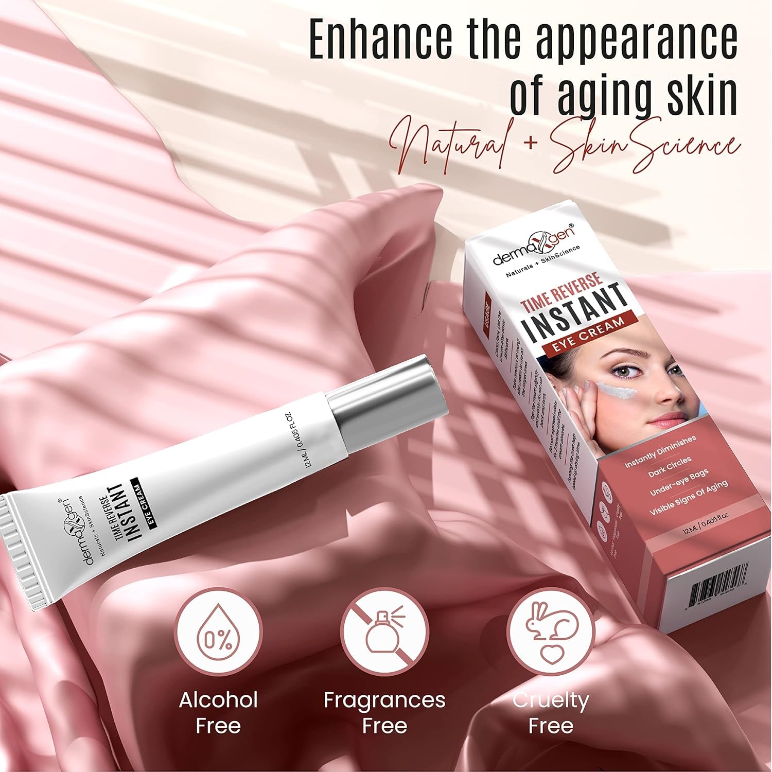 DERMAXGEN Time Reverse Instant Eye Cream – 12ml | Instant Lift for Dark Circles, Puffiness & Fine Lines