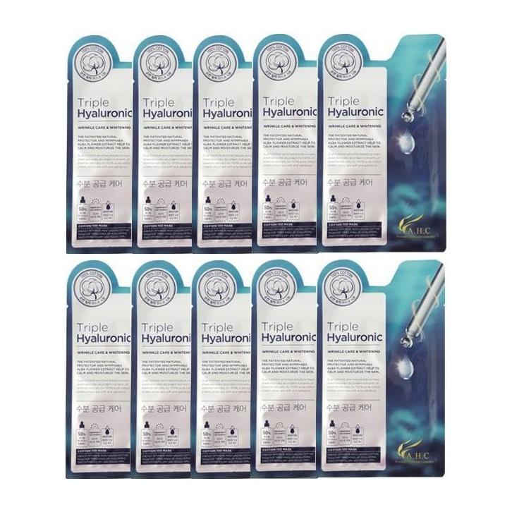 AHC Triple Hyaluronic 100% Pure Cotton MASK Sheet 25ml x 10ea - Glam Global UK