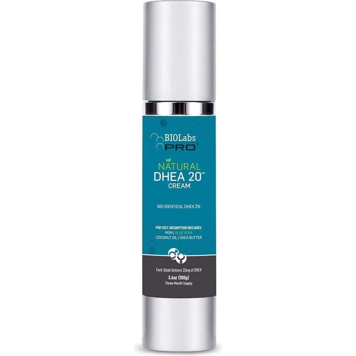 All Natural Bioidentical 20Mg Dhea Cream - Three Month Supply - for Men or Women - (Unscented - 3.6Oz) - Glam Global UK