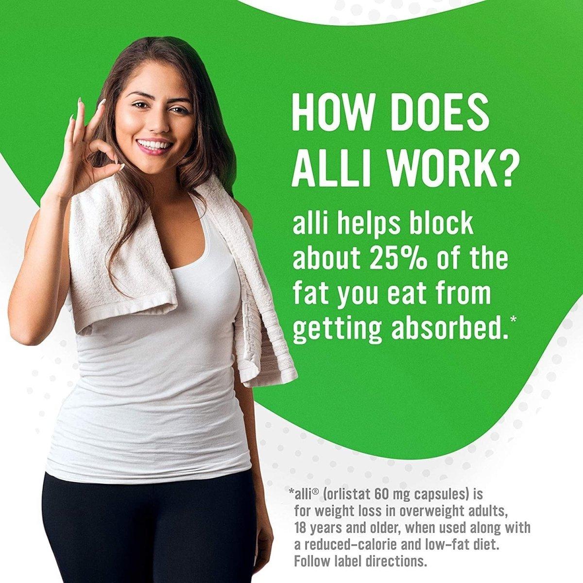 alli Orlistat 60mg Capsules Weight Loss Aid - 60 Capsules - Glam Global UKalli