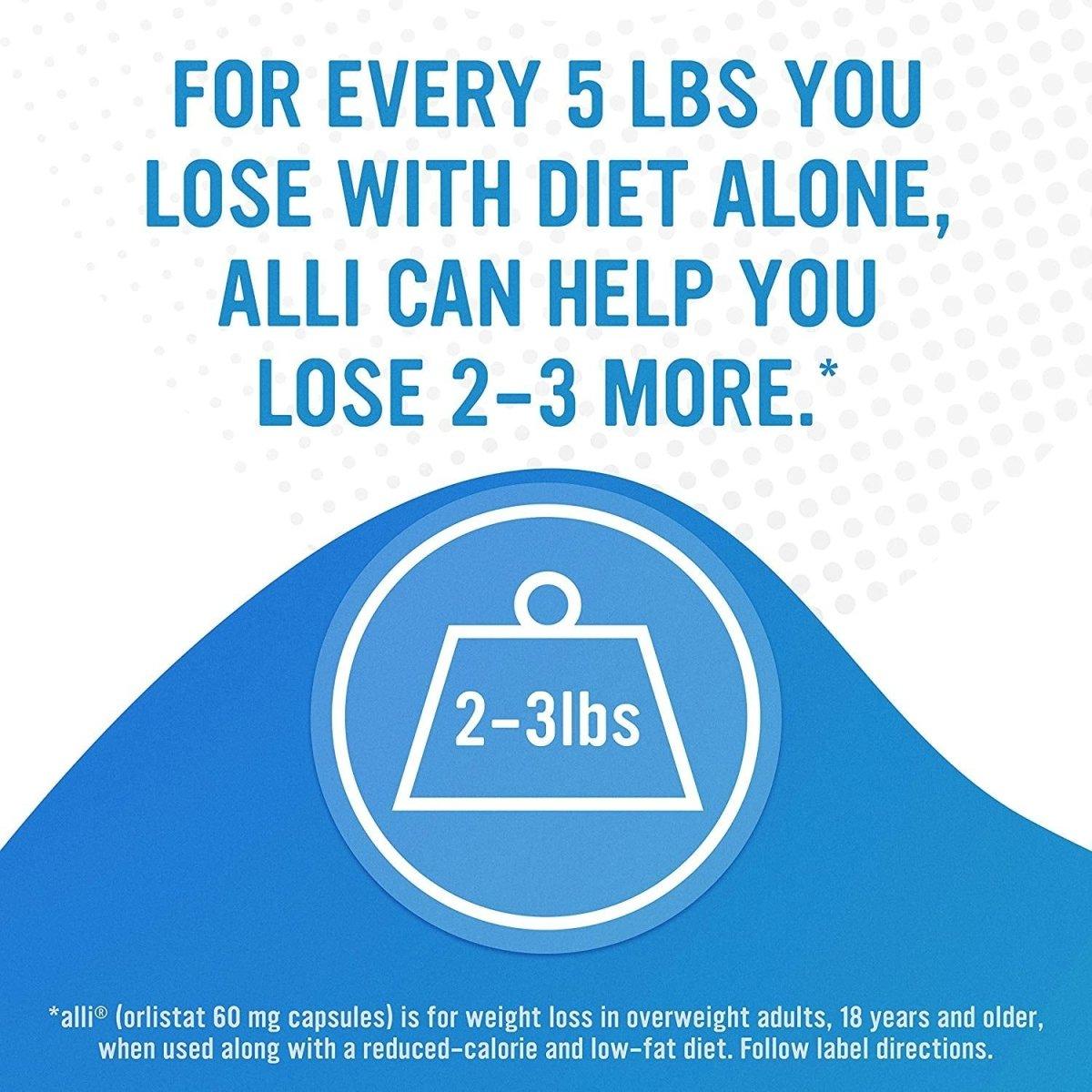 alli Orlistat 60mg Capsules Weight Loss Aid - 60 Capsules - Glam Global UKalli