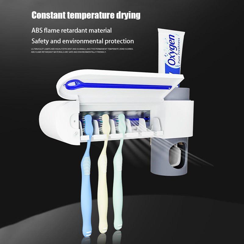 Antibacteria UV Light Toothbrush Sterilizer with Automatic Toothpaste Dispenser - Glam Global UK