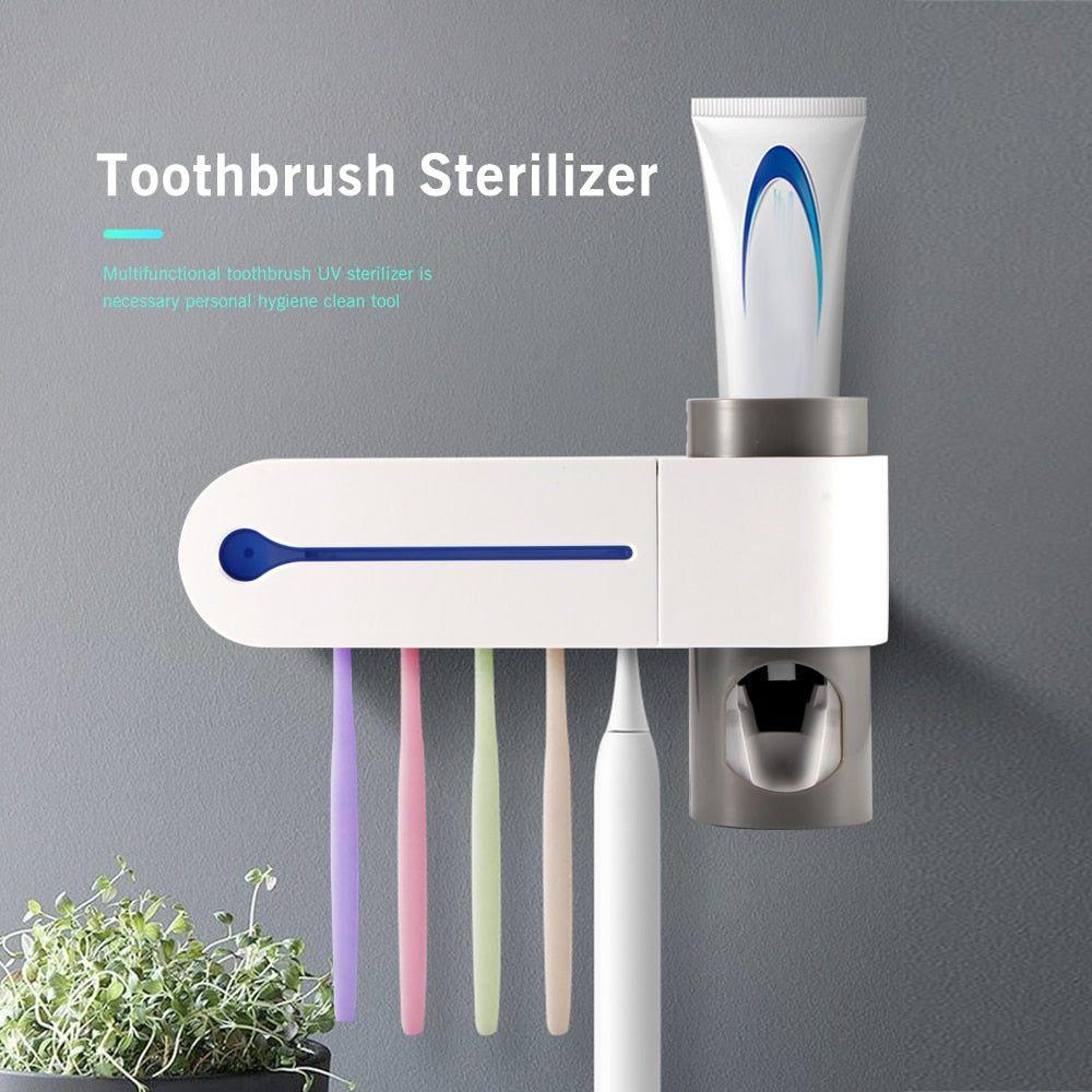 Antibacteria UV Light Toothbrush Sterilizer with Automatic Toothpaste Dispenser - Glam Global UK