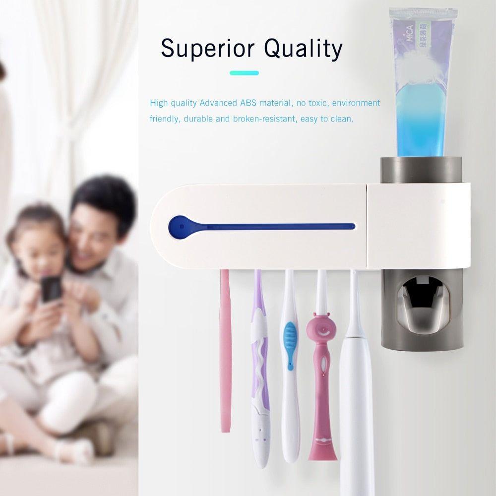 Antibacteria UV Light Toothbrush Sterilizer with Automatic Toothpaste Dispenser - Glam Global UK