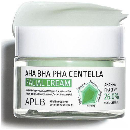 APLB AHA BHA PHA Centella Facial Cream - 55ml | Exfoliating & Soothing Moisturizer for Clear Skin - Glam Global UKAPLB