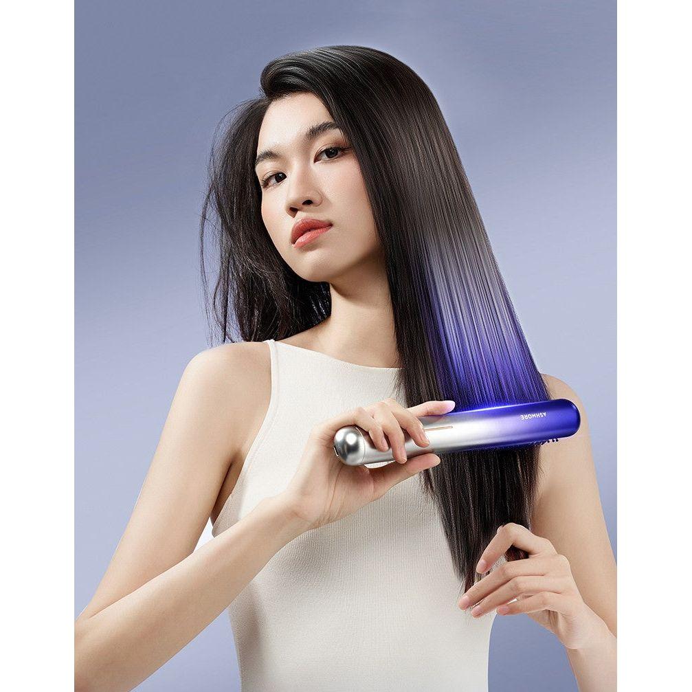 ASHMORE Platinum Negative Ion Hair Straightening Comb - Glam Global UK