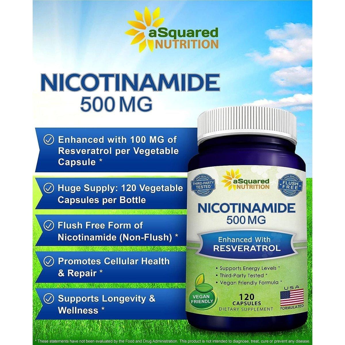 aSquared Nutrition Nicotinamide with Resveratrol - 120 Veggie Capsules - Glam Global UKaSquared Nutrition