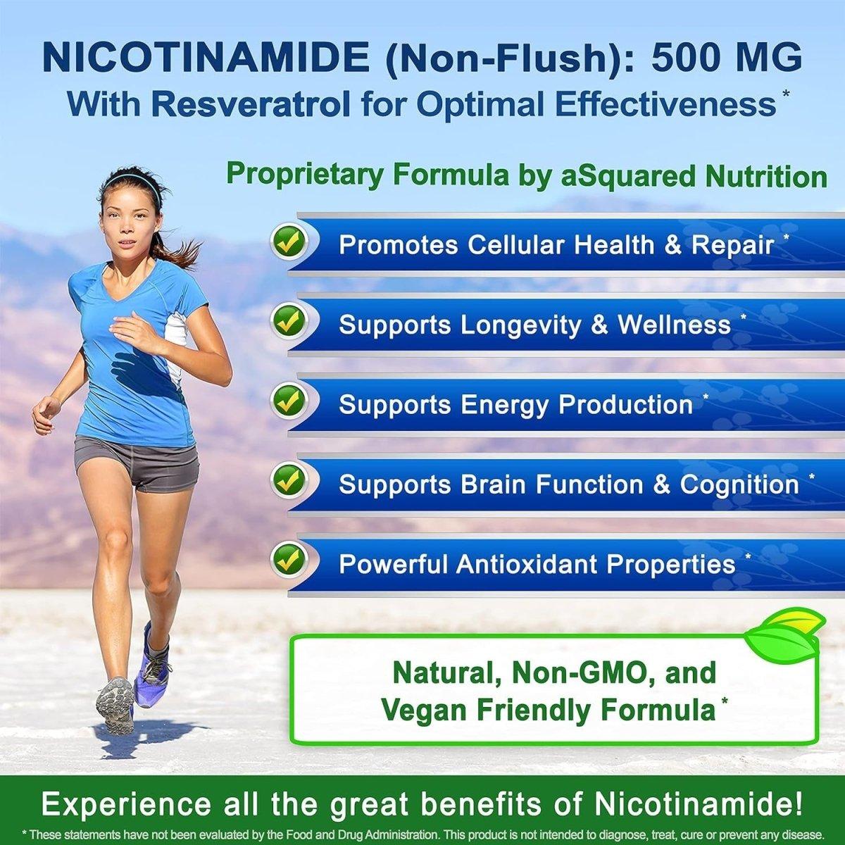 aSquared Nutrition Nicotinamide with Resveratrol - 120 Veggie Capsules - Glam Global UKaSquared Nutrition