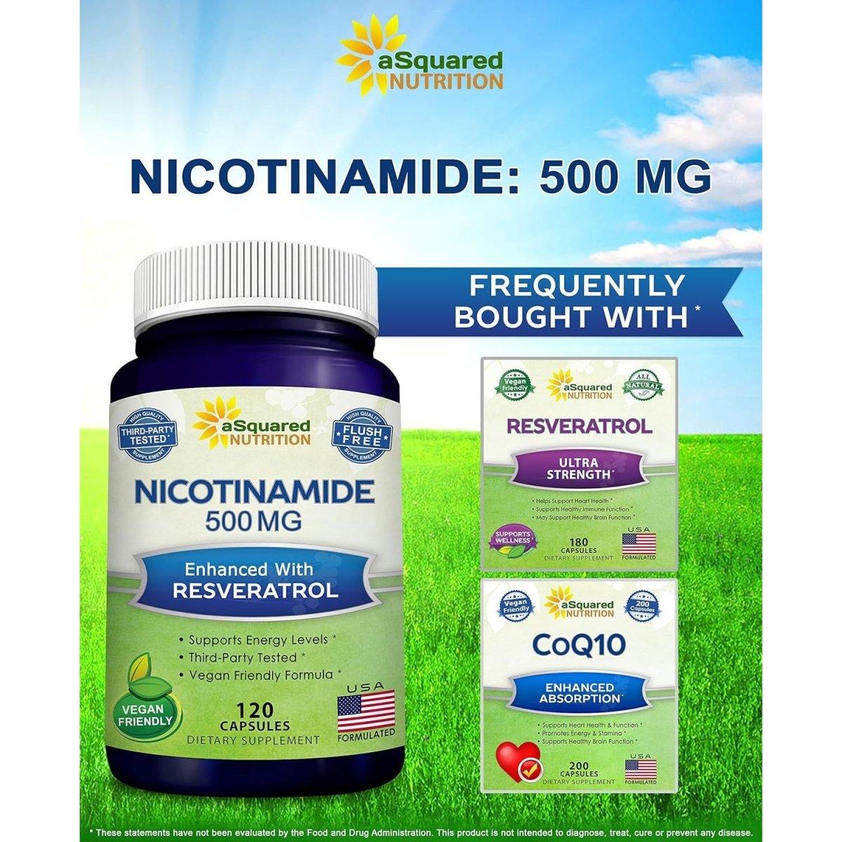 aSquared Nutrition Nicotinamide with Resveratrol - 120 Veggie Capsules - Glam Global UKaSquared Nutrition