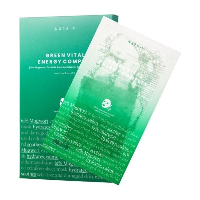 AXIS - Y 61% Mugwort Green Vital Energy Complex Sheet Mask 27ml x 5pcs - Glam Global UK