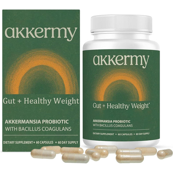 Akkermy Gut + Healthy Weight Akkermansia Probiotic – 60 Capsules, 60 Day Supply | Appetite Control & Healthy Weight Support