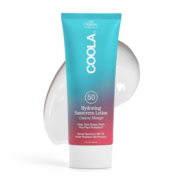COOLA Hydrating Sunscreen Lotion SPF 50 Guava Mango – 148ml | Organic, Reef-Friendly Body Protection with Antioxidants