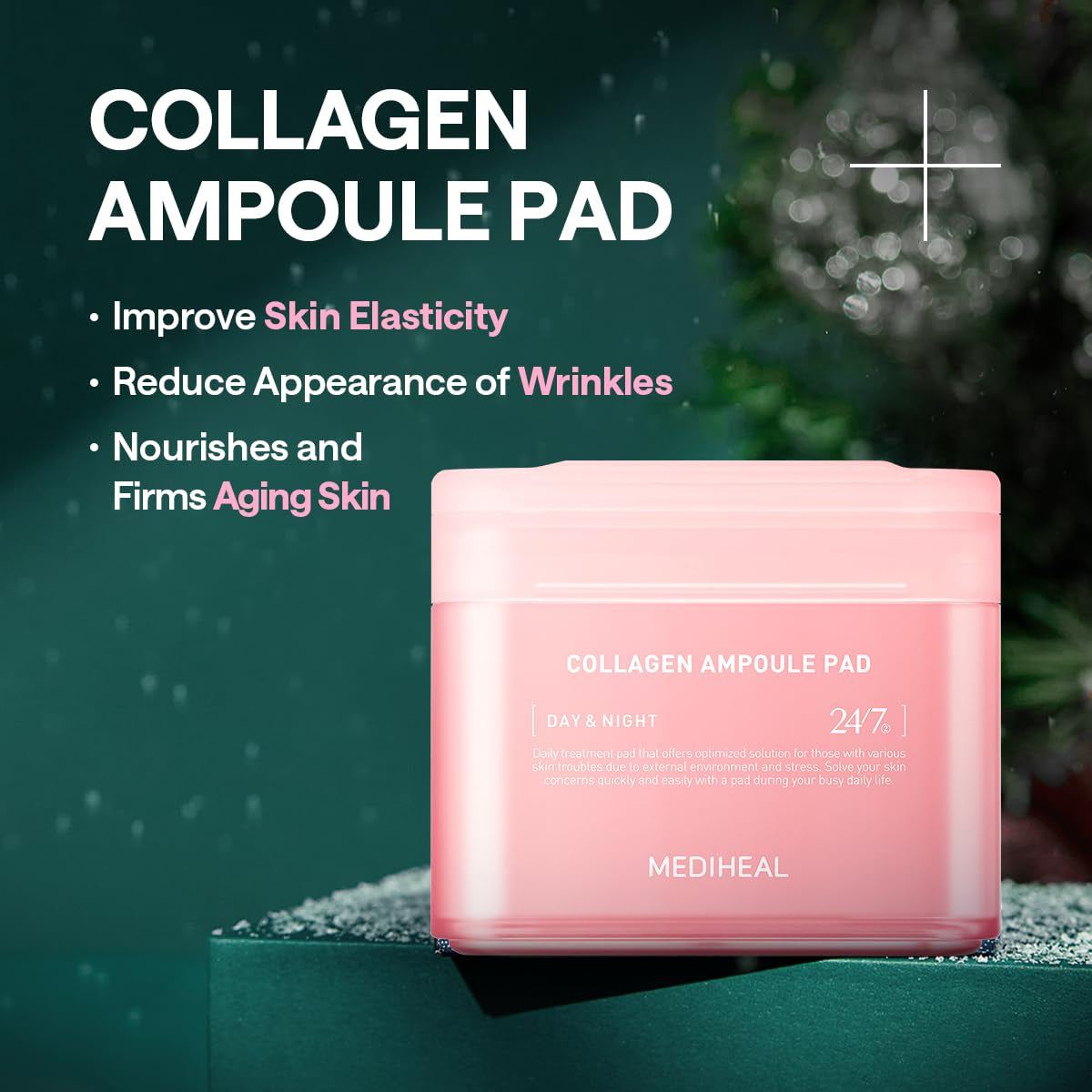MEDIHEAL Collagen Ampoule Pad, Holiday Edition – 100 Pads | Firming & Anti-Wrinkle Care