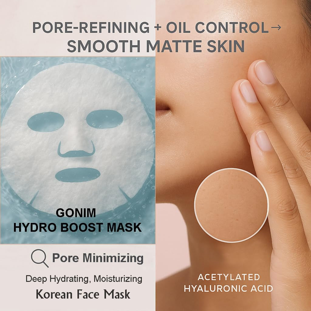 GONIM Hydro Boost Mask – 15 Sheets | 7X Hyaluronic Acid, Collagen & Vitamin C Hydration