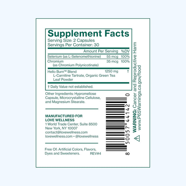 Love Wellness Hello Burn Balance – 60 Capsules | Metabolism, Hormonal & Energy Support