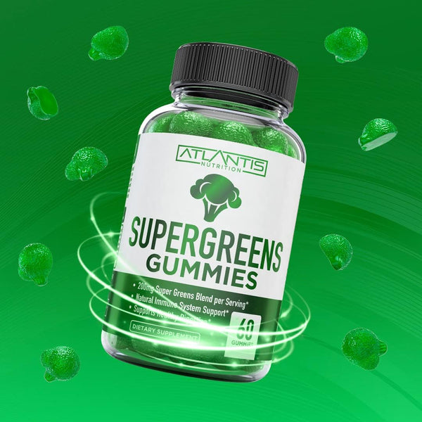 Atlantis Nutrition Supergreens Gummies – 60 Gummies | Immune Support, Gut Health & Superfood Nutrition