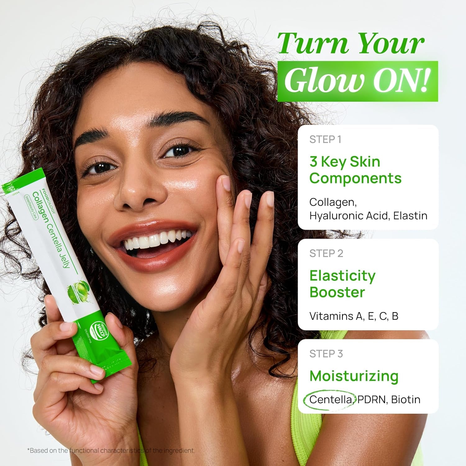 Collagen Centella Jelly – Collagen Peptide with PDRN & Centella Asiatica – Biotin, Vitamin a & E for Skin Glow, Hair & Nails – Korean Beauty Supplement (10 Counts, Green Apple)