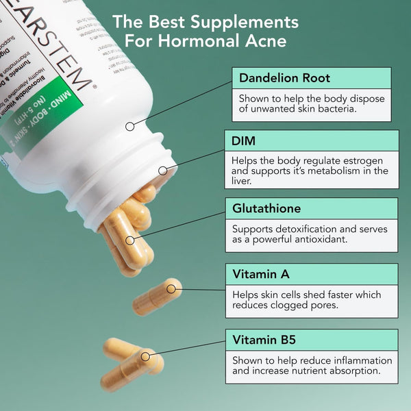 CLEARSTEM MIND·BODY·SKIN® 2 (No 5-HTP) – 90 Capsules | Hormonal Acne, Digestive Balance & Skin Clarity from Within