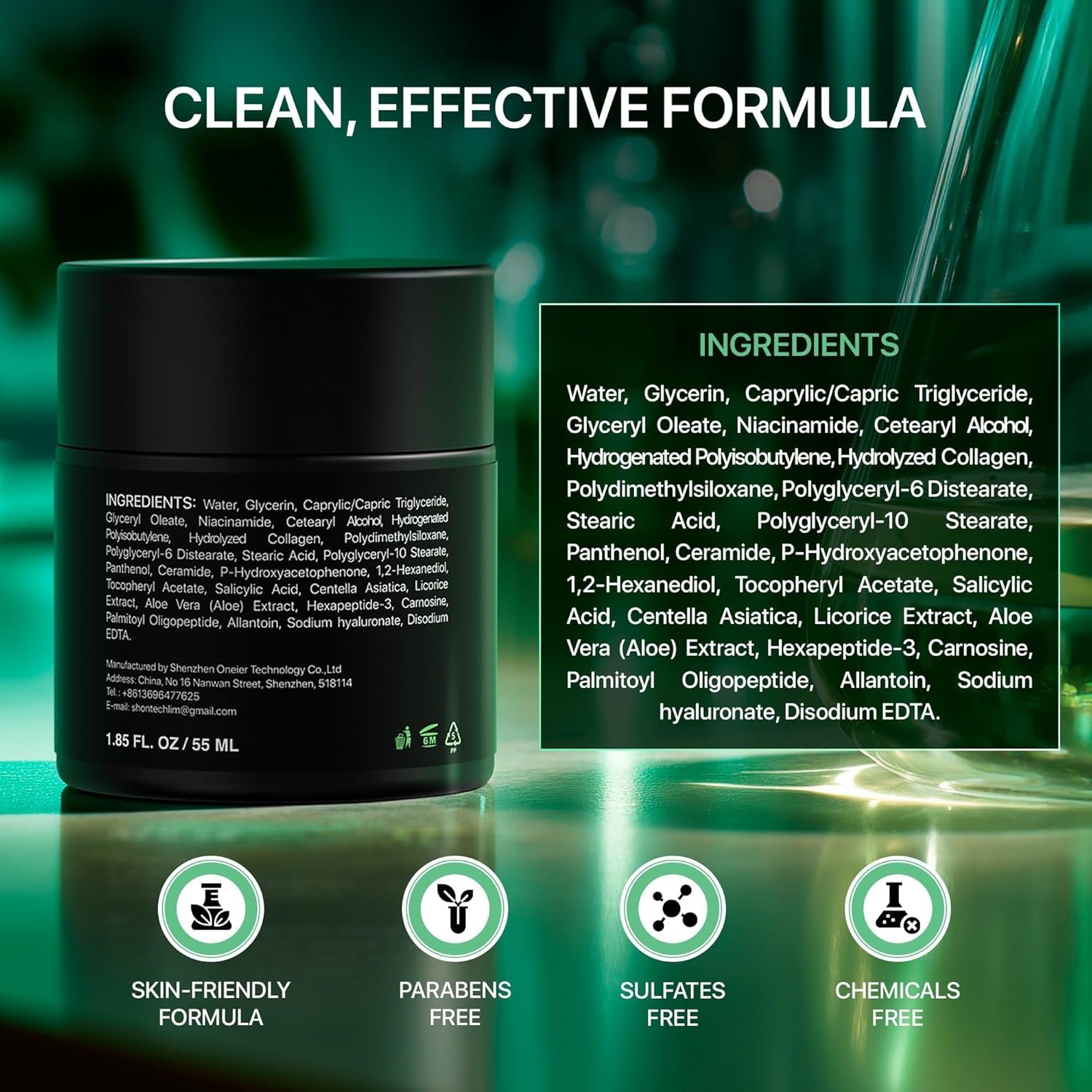 Mens Face Moisturizer Anti-Aging Cream - Lightweight after Shave Lotion for Men - Day & Night Hydrating Skin Care with Niacinamide Collagen Ceramides - Fast-Absorbing Non-Greasy 1.85Oz