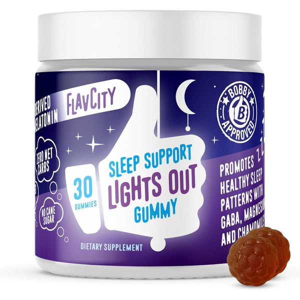 FlavCity Lights Out Sleep Support Gummies – 30 Count | Plant-Based Phytomelatonin, Magnesium & Chamomile