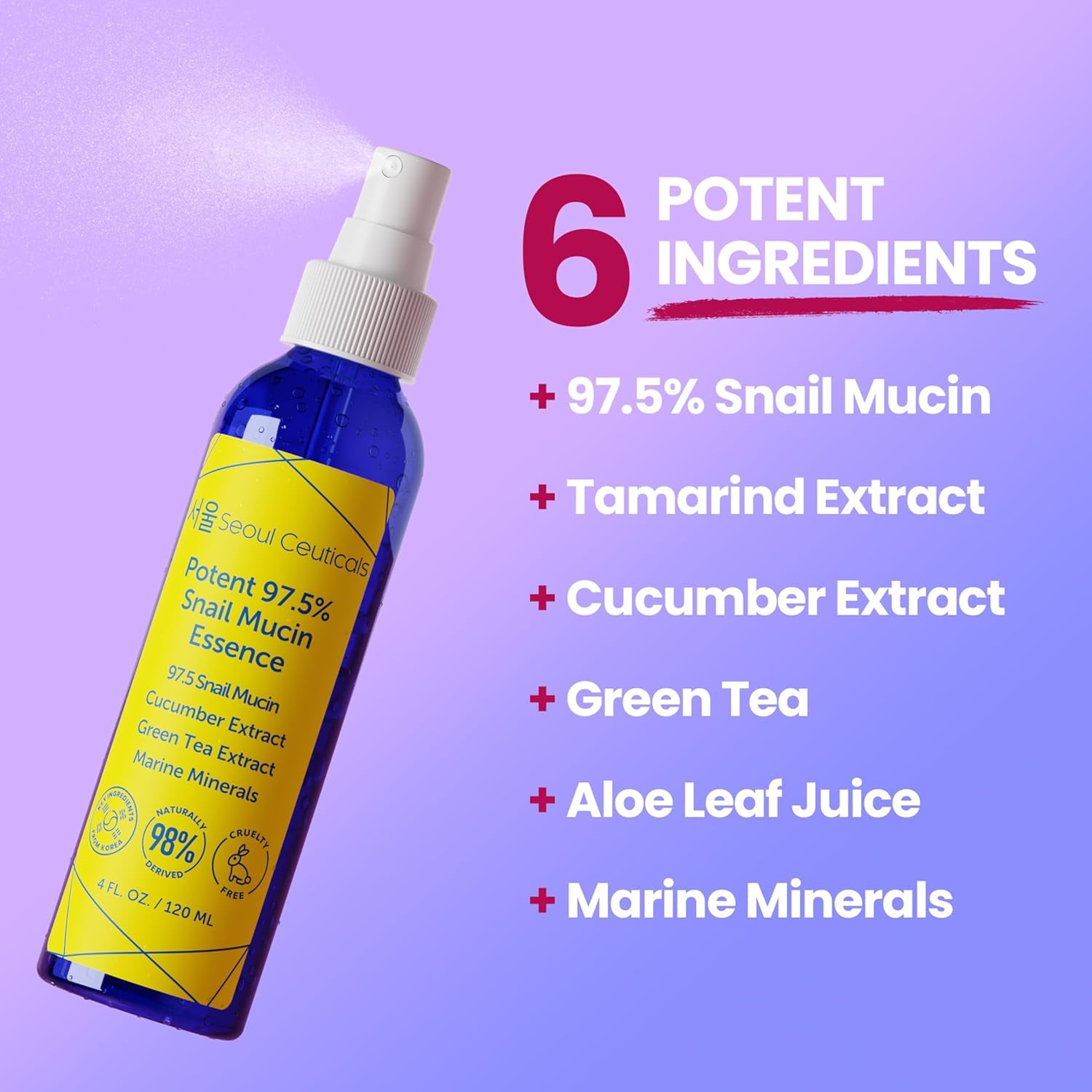 SeoulCeuticals Potent 97.5% Snail Mucin Essence – 120ml | Hydrating & Anti-Aging K-Beauty Mist