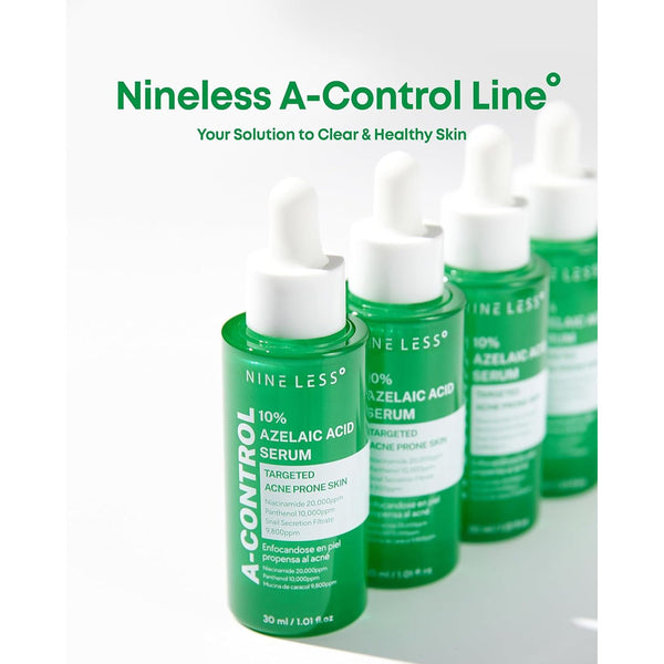 NINELESS A-Control 10% Azelaic Acid Serum – 30ml | Redness Relief, Dark Spot & Acne Treatment
