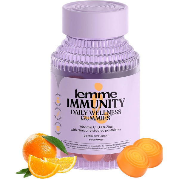 Lemme Immunity Daily Wellness Gummies – 60 Gummies | Daily Immune Support with Vitamin C, D3, Zinc & Postbiotics