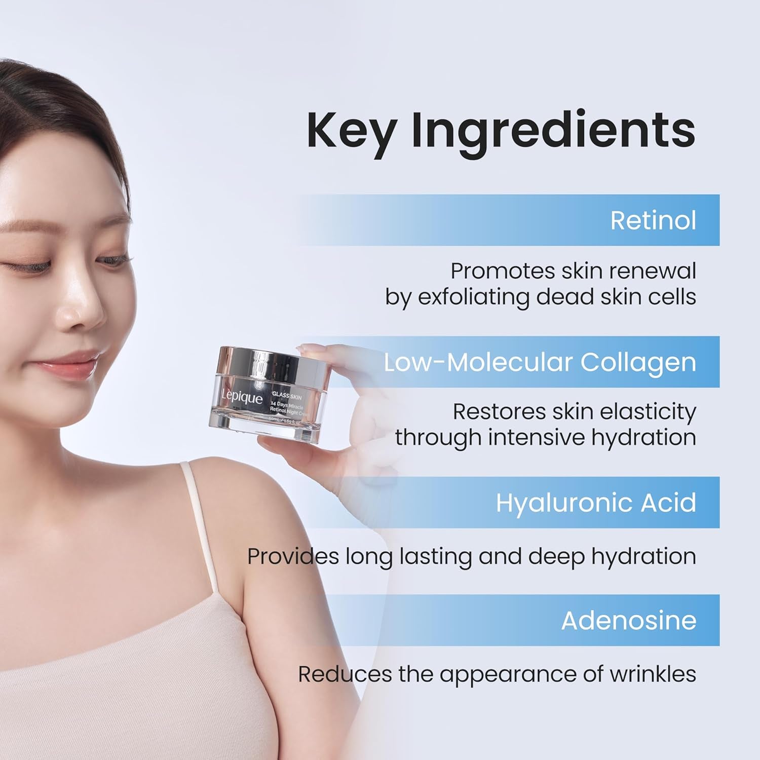 Lepique Glass Skin 14 Days Miracle Retinol Night Cream – 50ml | Firming, Brightening & Anti-Aging Overnight Treatment