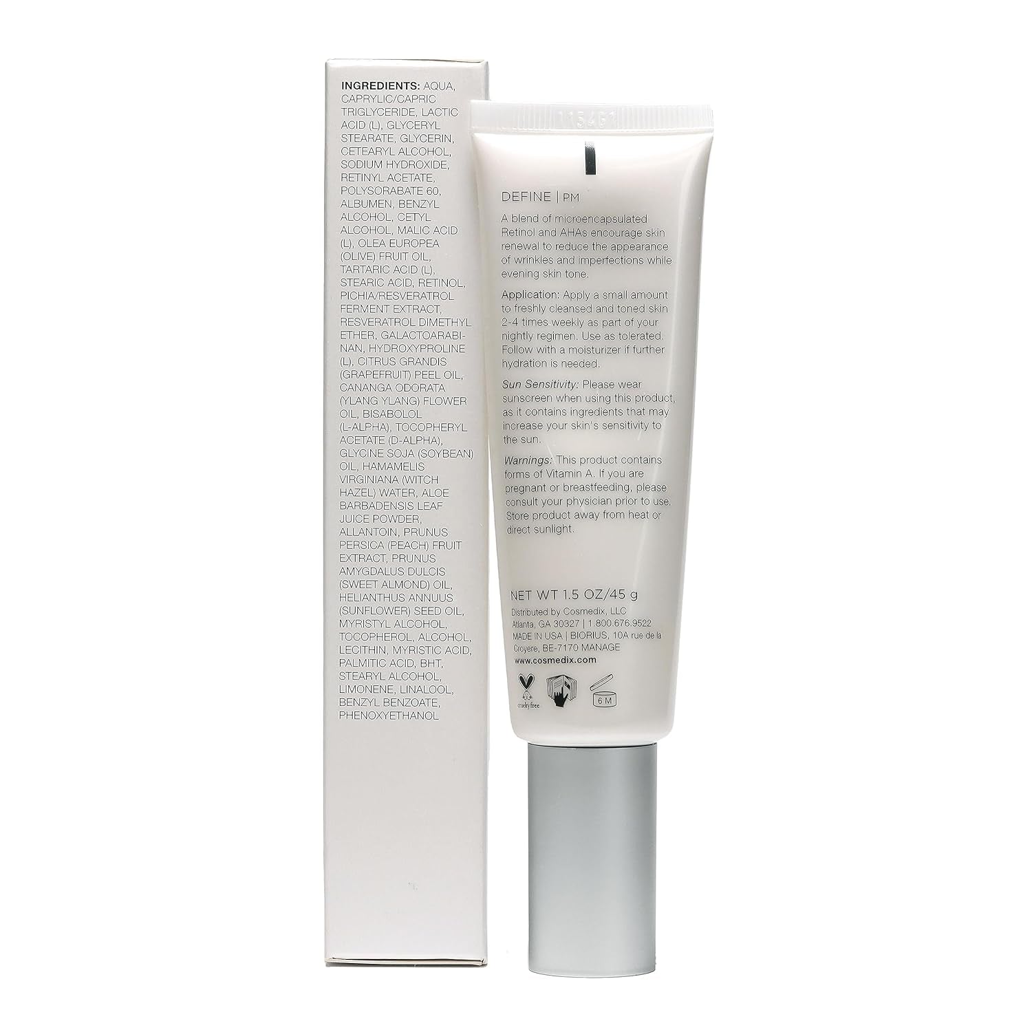 COSMEDIX Define Age-Defying Treatment – 45g | Exfoliating Retinol Cream for Smoother, Youthful Skin