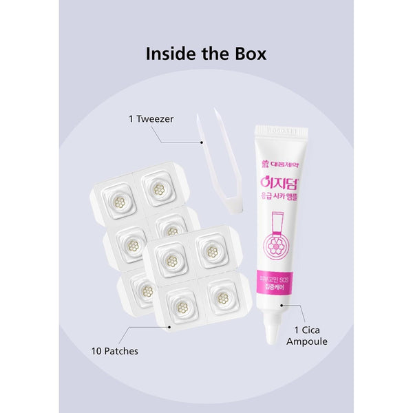 DWEasyDerm Quick Calming Magnesium Patches – 30 Patches (Bulk Pack) | Korean Acne Spot Treatment with Free CICA Ampoule