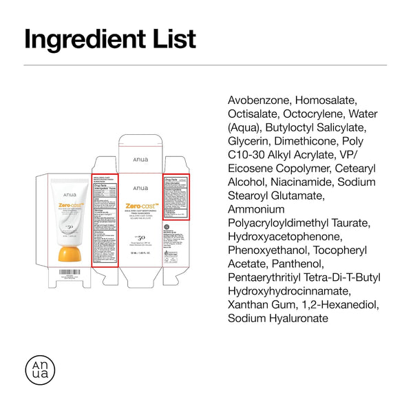 Anua Zero-Cast Moisturizing Finish Sunscreen SPF 50 – 50ml | No White Cast, Hydrating & Skin-Perfecting UV Protection