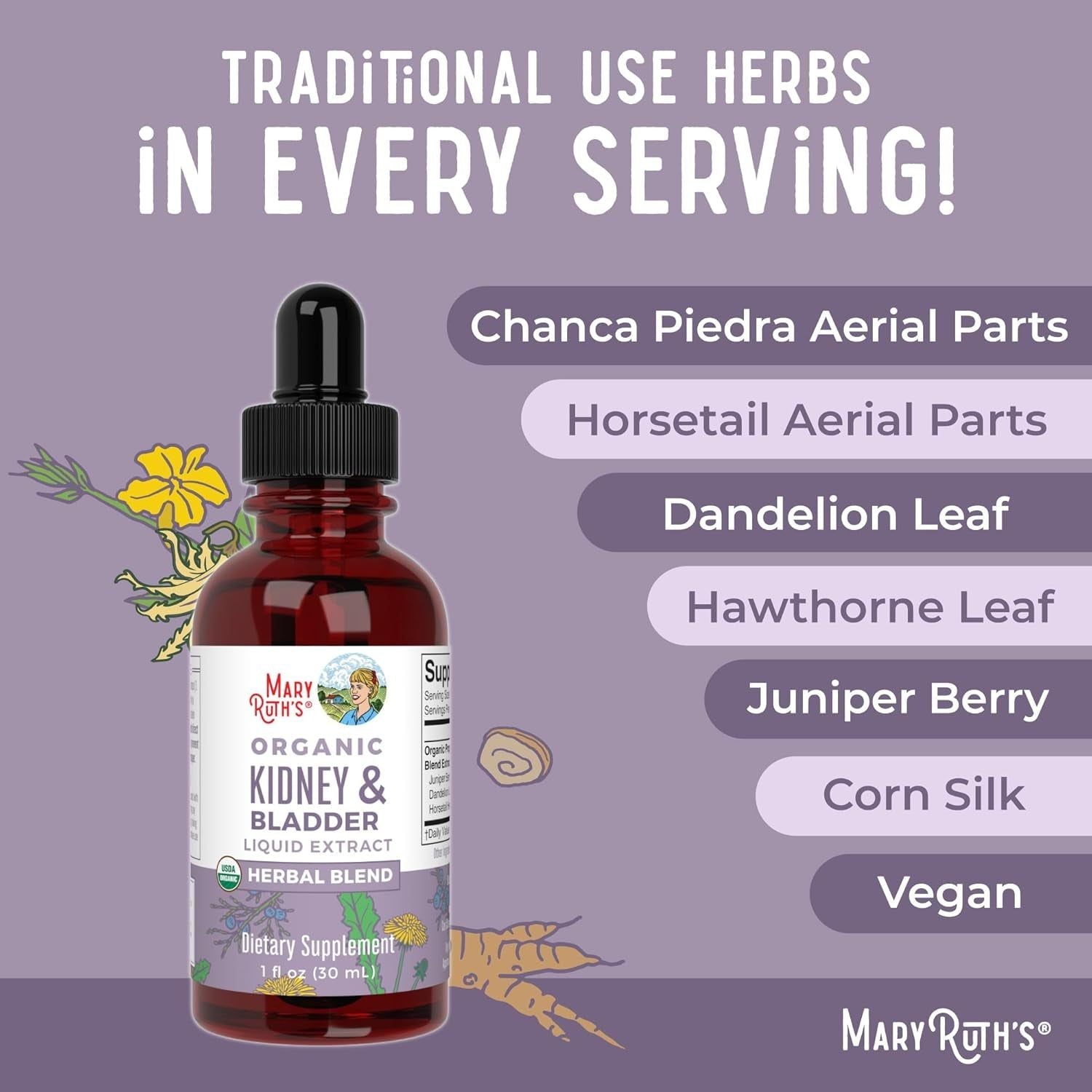 MaryRuth Organics Kidney & Bladder Liquid Extract – 30ml | Herbal Support for Renal & Urinary Health
