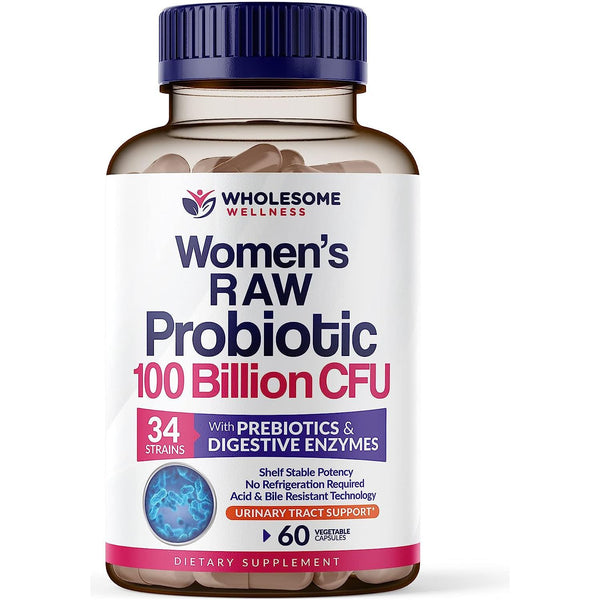 Wholesome Wellness Women's Raw Probiotic – 60 Capsules | 100 Billion CFU for Gut, Immune & Feminine Health