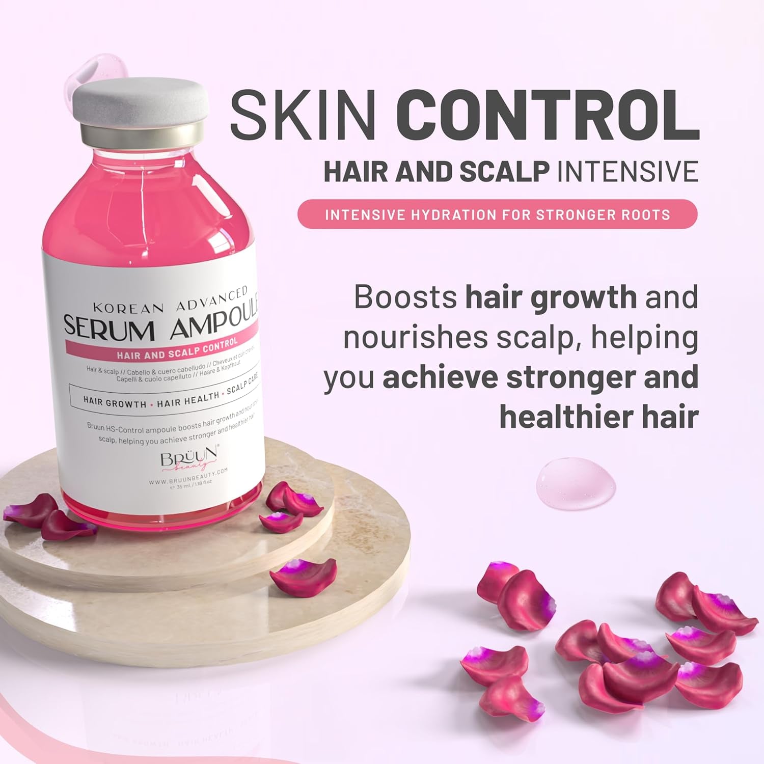 BRÜUN Korean Advanced Serum Ampoule Hair and Scalp Control – 35ml | Strengthens Roots, Stimulates Growth & Soothes Scalp