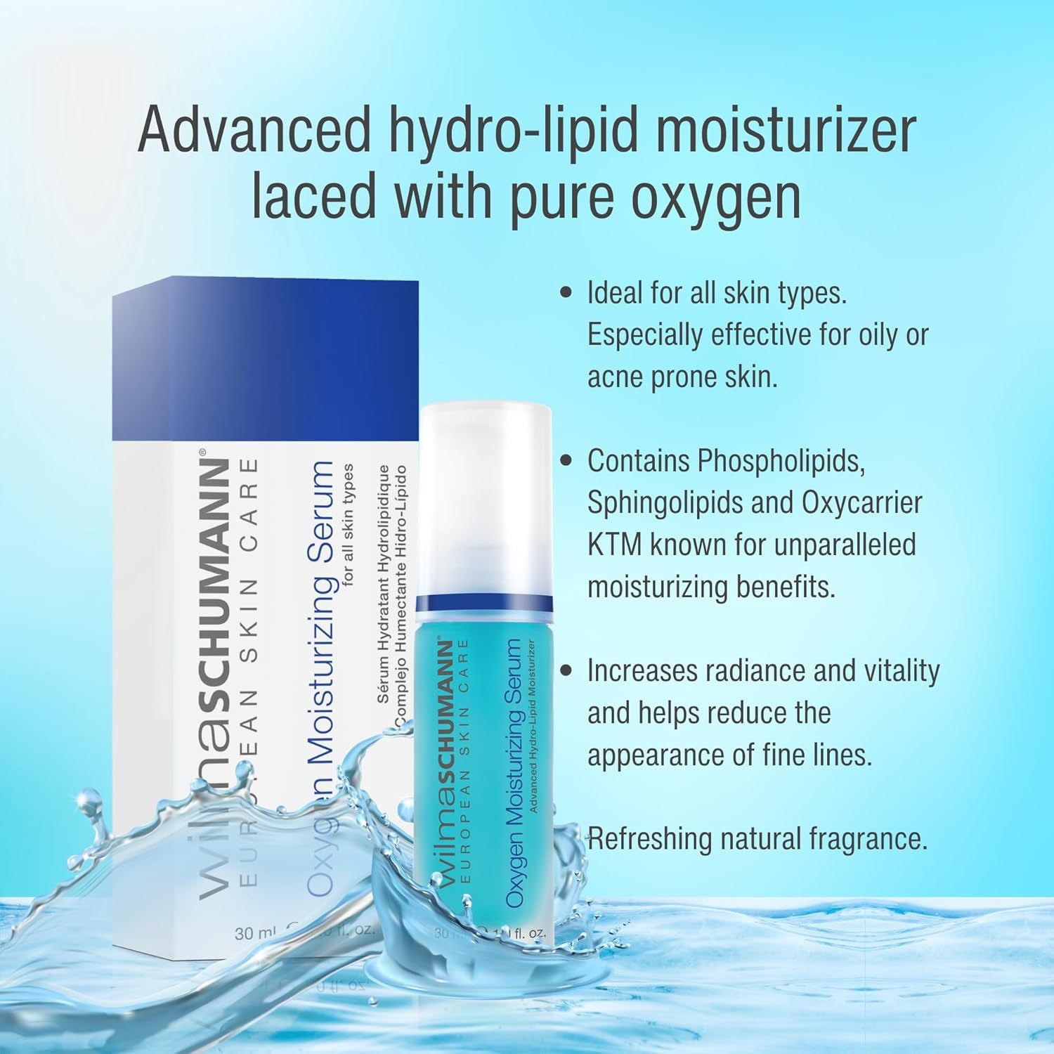 Wilma Schumann Oxygen Moisturizing Serum – 30ml | Hydrating, Rejuvenating Serum for Radiance & Fine Line Reduction