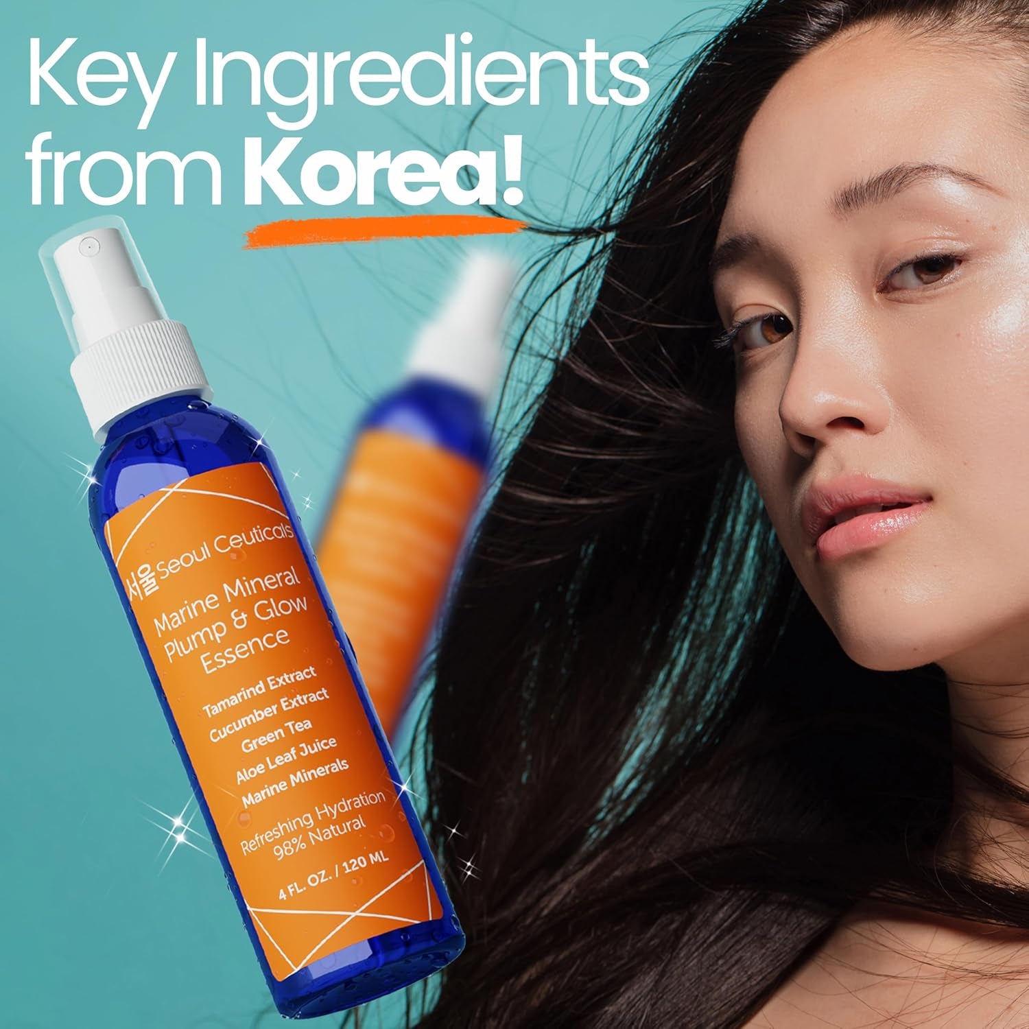 SeoulCeuticals Marine Mineral Plump & Glow Essence – 120ml | Hydrating K-Beauty Essence with Aloe, Cucumber & Tamarind