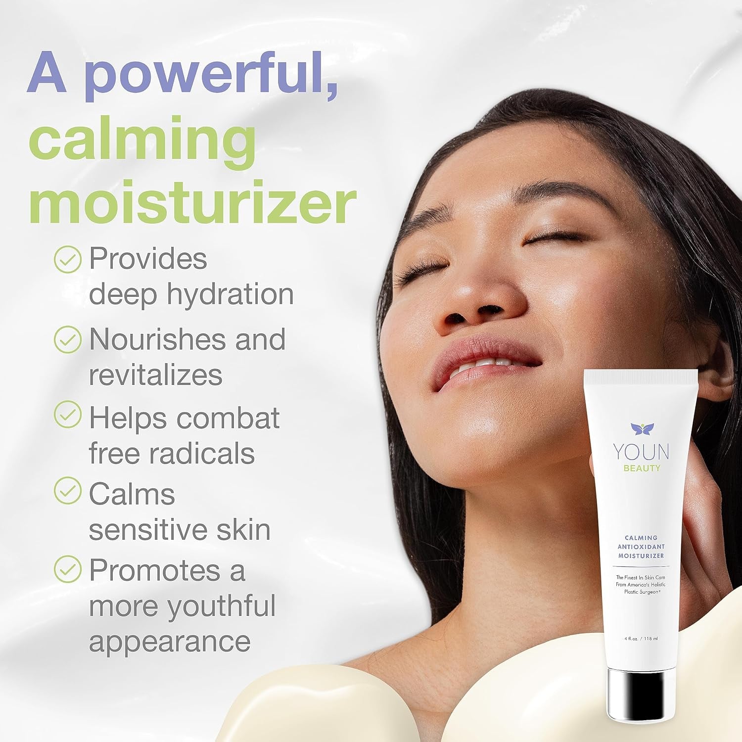 YOUN Beauty Calming Antioxidant Moisturizer – 118ml | Hydrating & Antioxidant-Rich