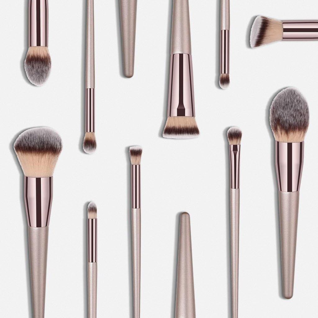 Feriuzymix Professional Makeup Brush Set - 10 Pcs (Champagne Gold)