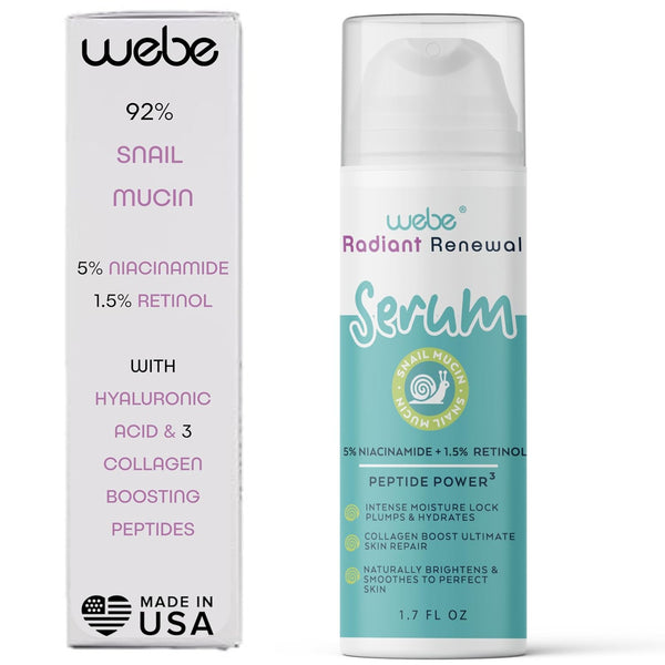 WEBE 92% Snail Mucin Radiant Renewal Serum – 50ml | Multi-Action Anti-Aging & Brightening