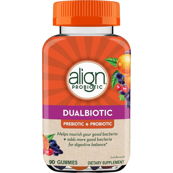 Dualbiotic, Prebiotic + Probiotic for Women and Men, Help Nourish and Add Good Bacteria for Digestive Support, Natural Fruit Flavors, 90 Gummies