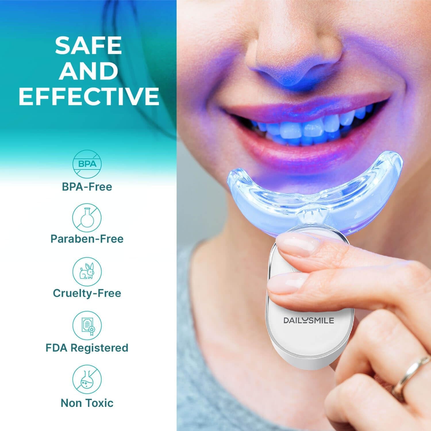Dailysmile Teeth Whitening Kit with LED - Formulated for Sensitive Teeth, Hands-Free, Waterproof LED Light and 4 Gel Pens, Instant Results