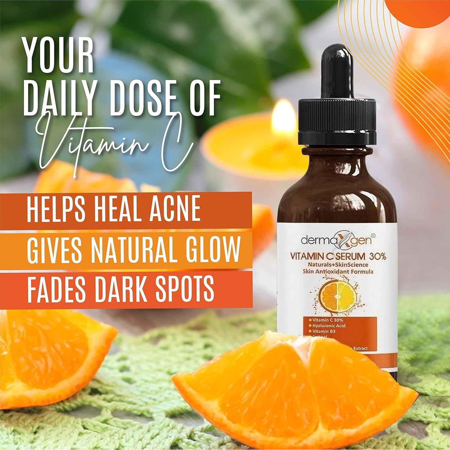 DERMAXGEN Vitamin C Serum 30% – 120ml | Brighten, Firm & Restore Radiance Naturally