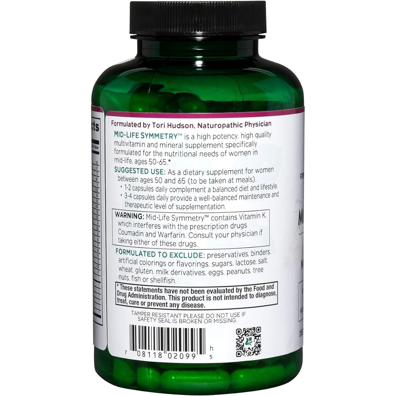 Vitanica Mid-Life Symmetry – 180 Capsules | Multivitamin for Women 50–65 Supporting Bone, Heart & Hormonal Health