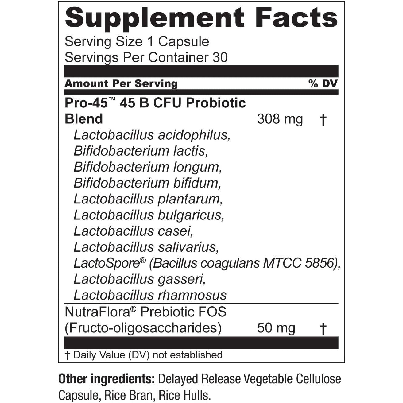Live Conscious Potent Probiotics PRO-45 – 30 Capsules | 45 Billion CFU for Digestive, Immune & Gut-Brain Health