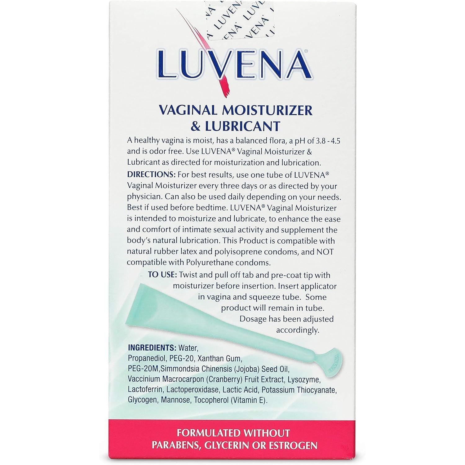 LUVENA Vaginal Moisturizer & Lubricant – 6 Pre-Filled Applicators x 5g | pH-Balanced, Long-Lasting Relief for Intimate Dryness