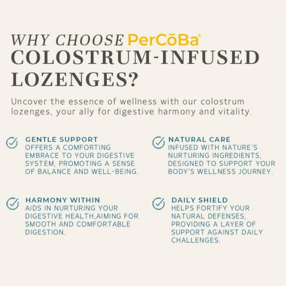 PERCOBA Gut Health Colostrum Lozenges – 230g | Natural Berry Flavour | Immune, Gut & Skin Support