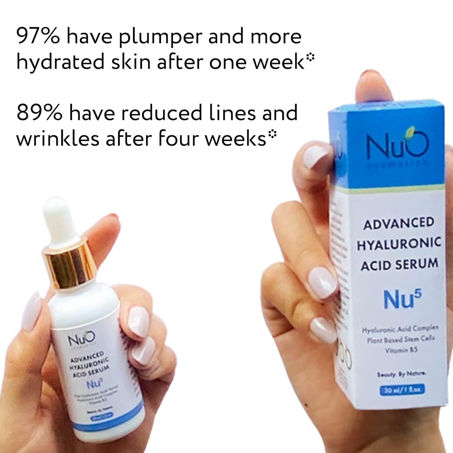 NuOrganic Cosmetics Advanced Hyaluronic Acid Serum – 30ml | Deep Hydration & Anti-Aging with PhytoCellular Science