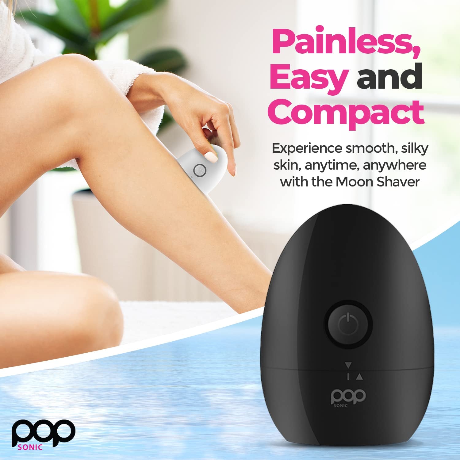 Pop Sonic Moon Shaver (Black) – Electric Rotary Shaver for Face & Body | Wet & Dry Use, USB Rechargeable